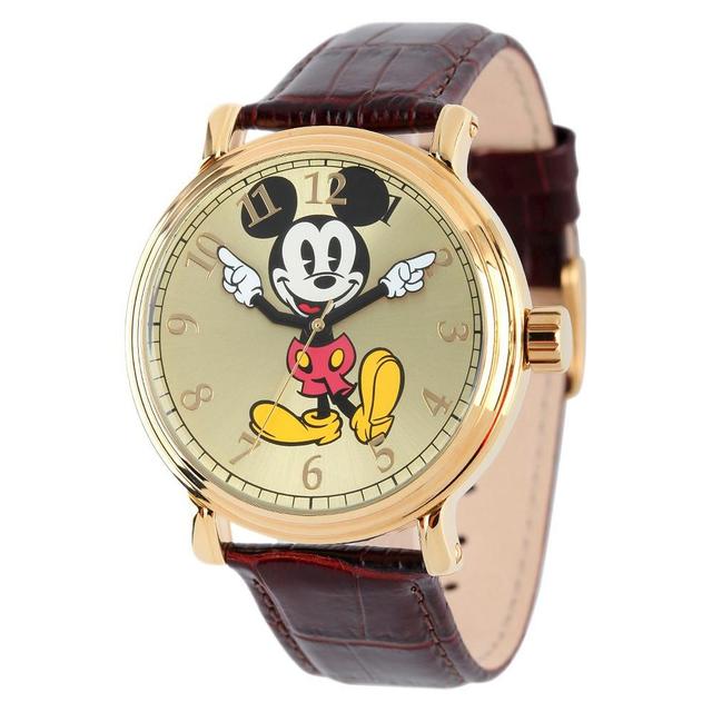 Mens Disney Mickey Mouse Shinny Vintage Articulating Watch with Alloy Case - Brown Product Image