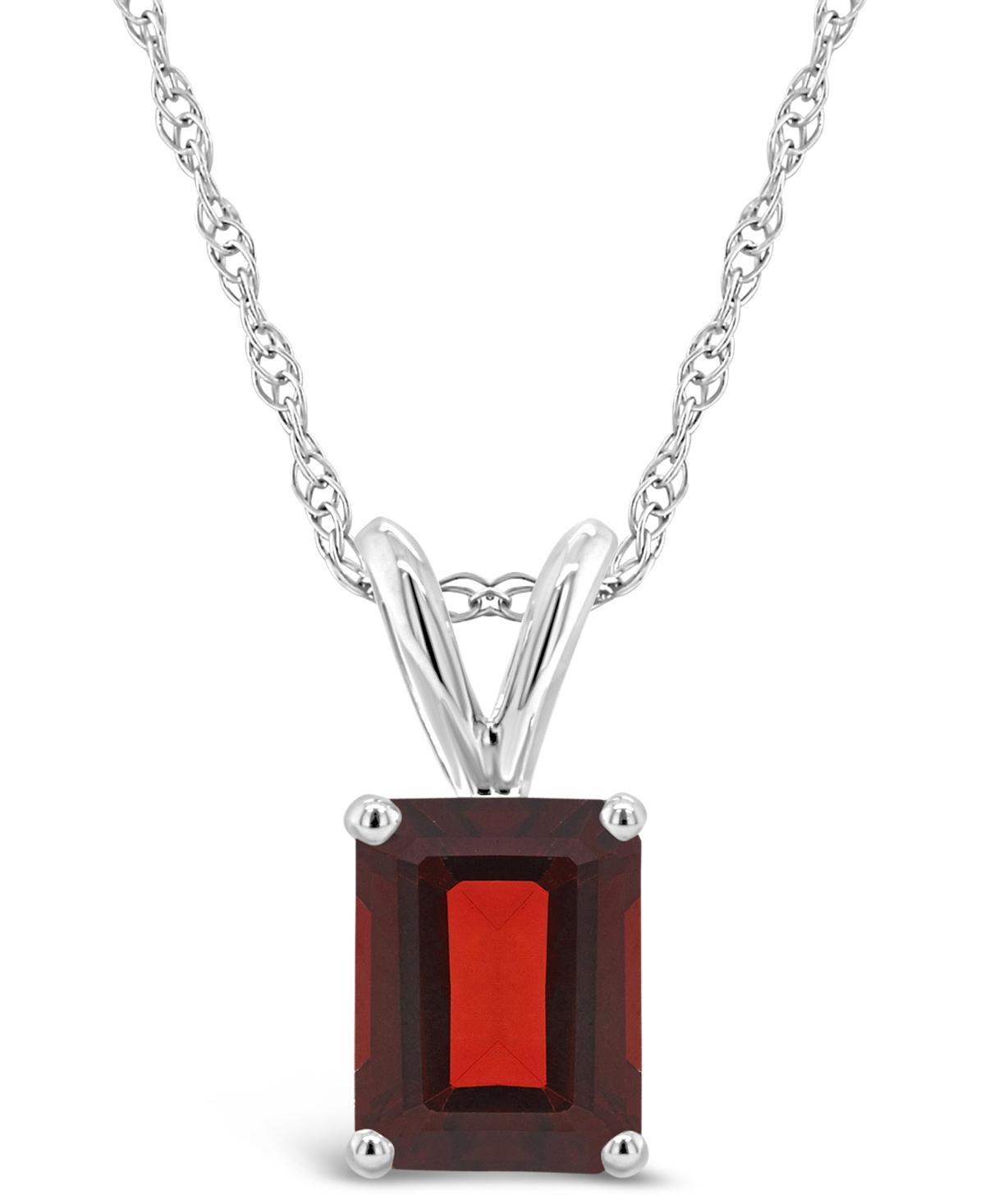 Celebration Gems 14k Gold Emerald Cut Garnet Pendant Necklace, Womens 14k Whgold Product Image