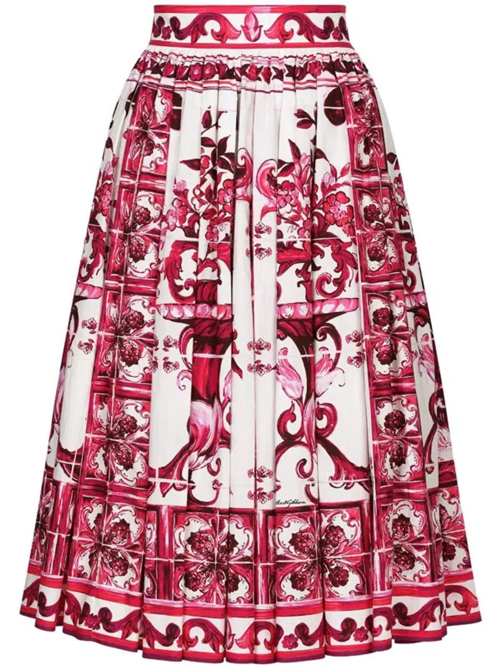 Graphic-print High-waisted Skirt In Pink Product Image