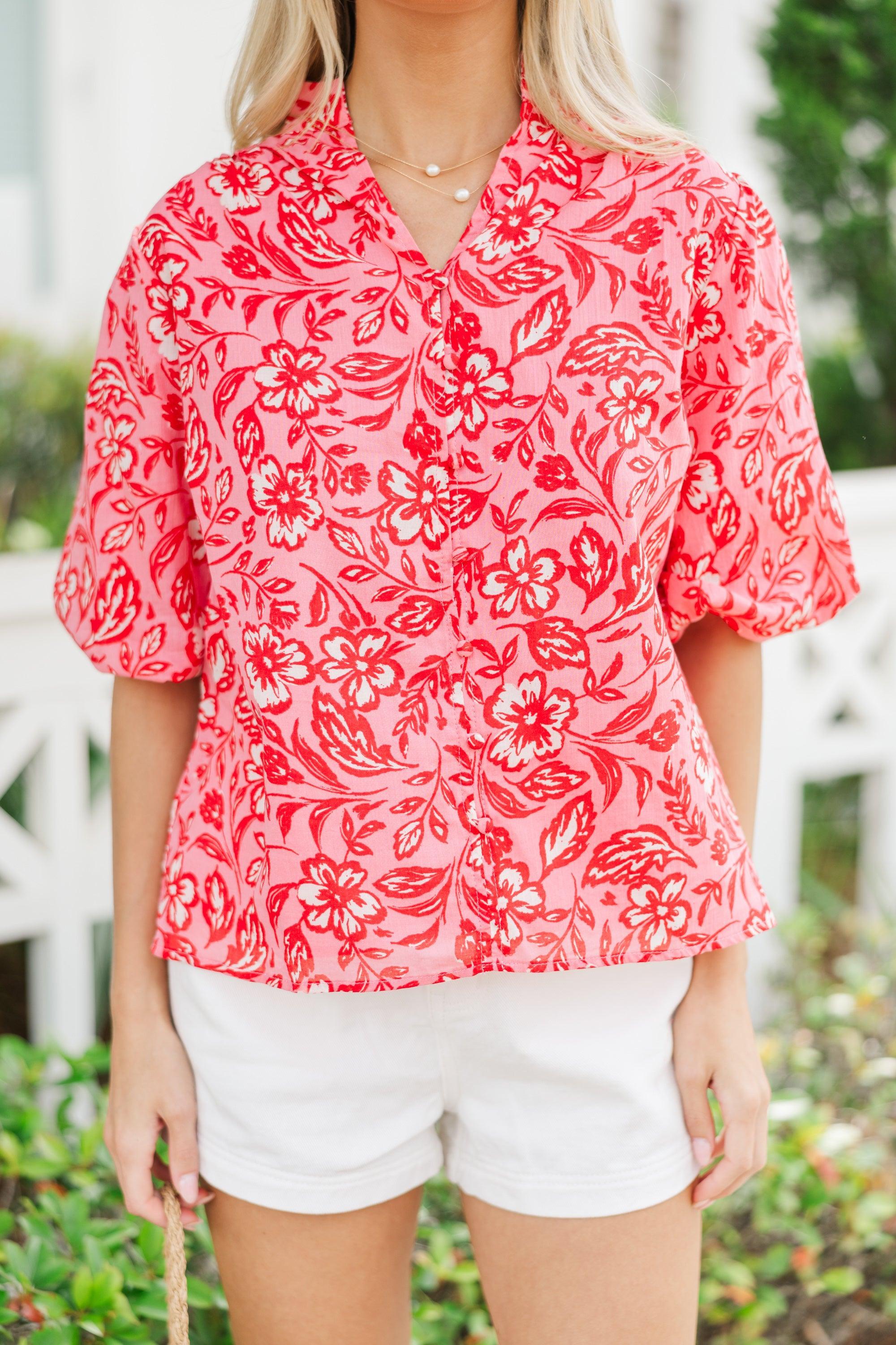 Fate: Take Notes Red Ditsy Floral Blouse Female Product Image