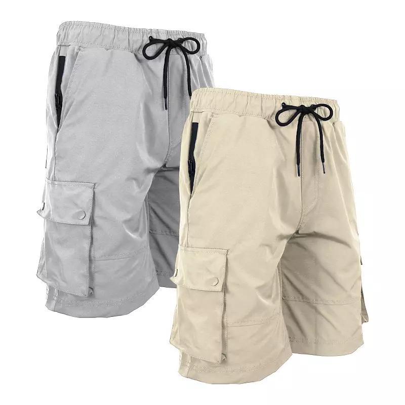 Mens Jumpstart 9.5 Moisture Wicking Performance Quick Dry Cargo Shorts 2-Pack Gray Green Product Image