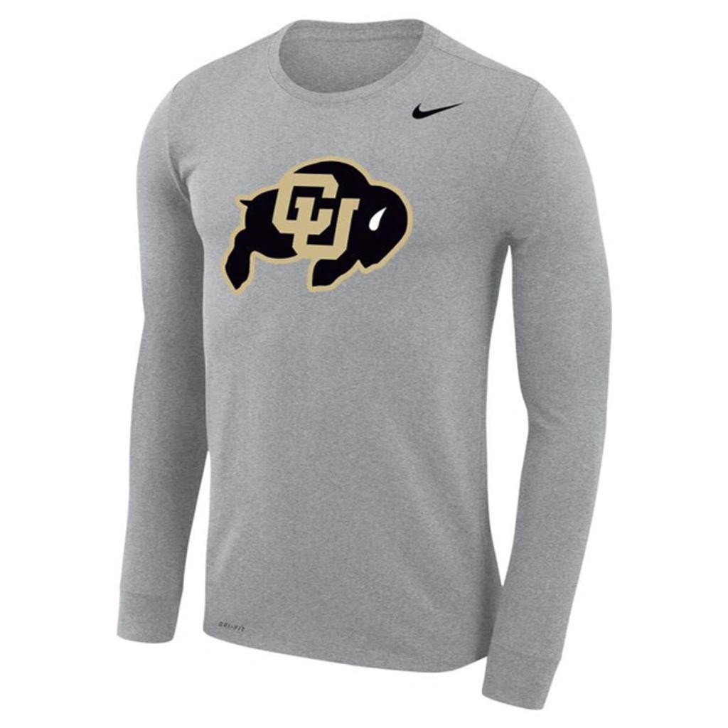 NIKE Heather Gray Colorado Buffaloes Legend Wordmark Performance Long Sleeve T-shirt Product Image