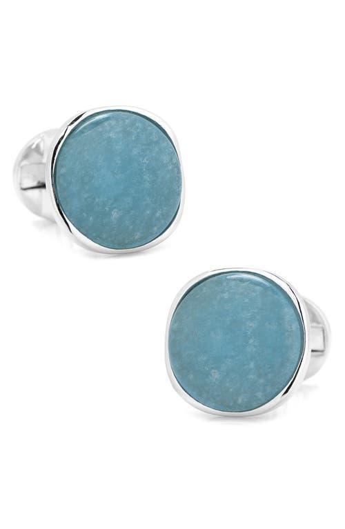 Mens Ox & Bull Trading Co. Sterling Silver & Aquamarine Jade Cufflinks Product Image