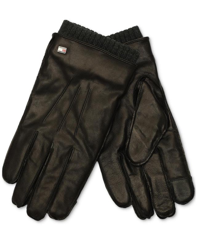 Tommy Hilfiger Mens Double Layer Cuff Leather Gloves Product Image