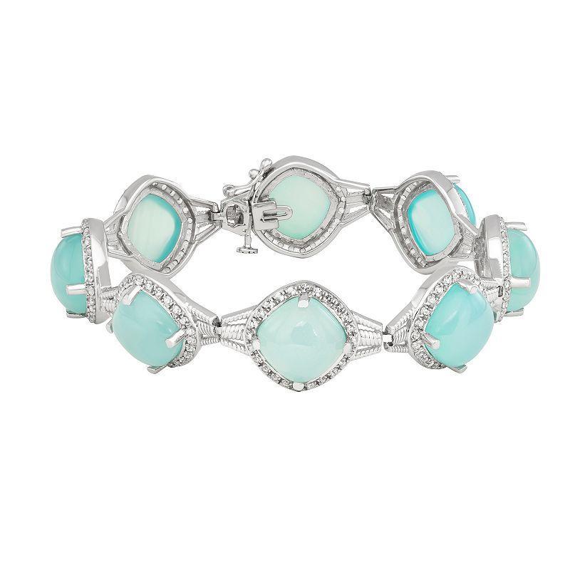 Jewelexcess 14k Gold Over Silver Chalcedony & White Topaz Bracelet, Womens 14k Gold Plated Product Image