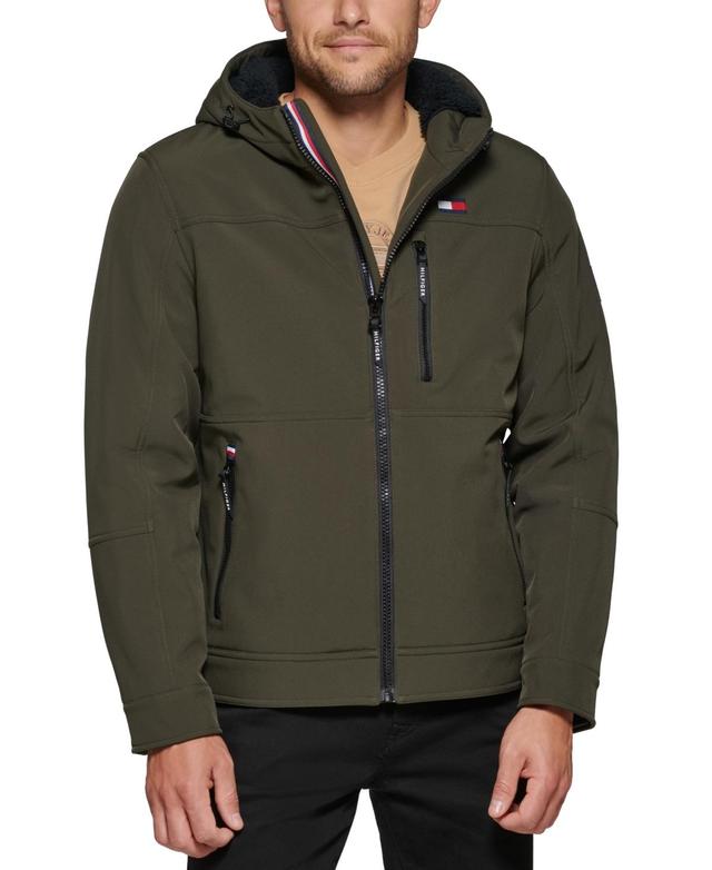 Tommy Hilfiger Mens Sherpa-Lined Softshell Hooded Jacket Product Image