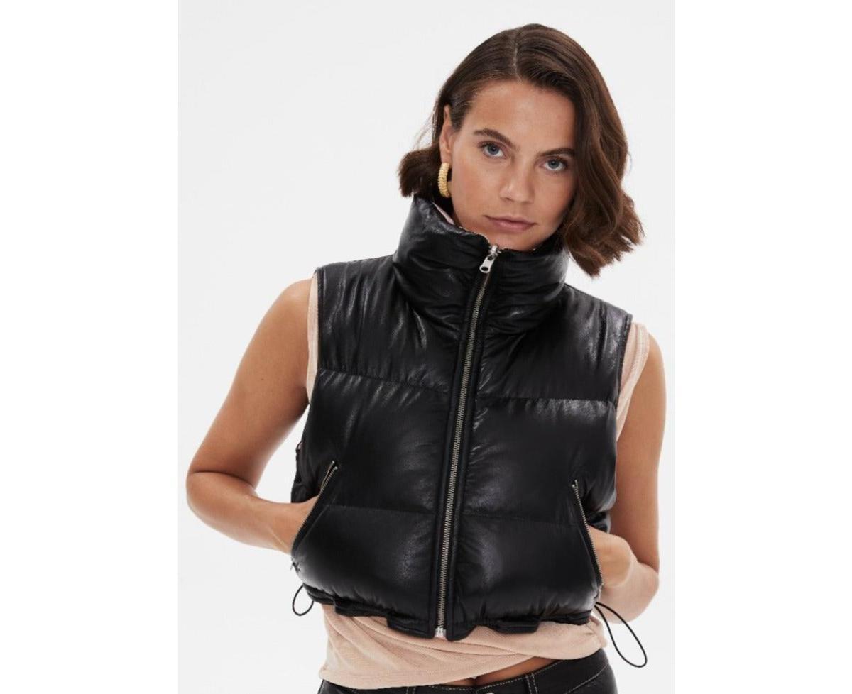 Furniq Uk Womens Reversible Sleeveless Jacket, Nappa Black Product Image