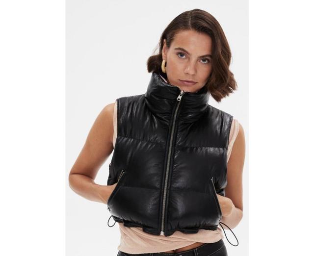 Furniq Uk Womens Reversible Sleeveless Jacket, Nappa Black Product Image