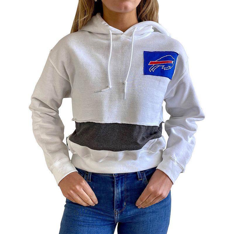 Womens White Buffalo Bills Crop Pullover Hoodie Product Image