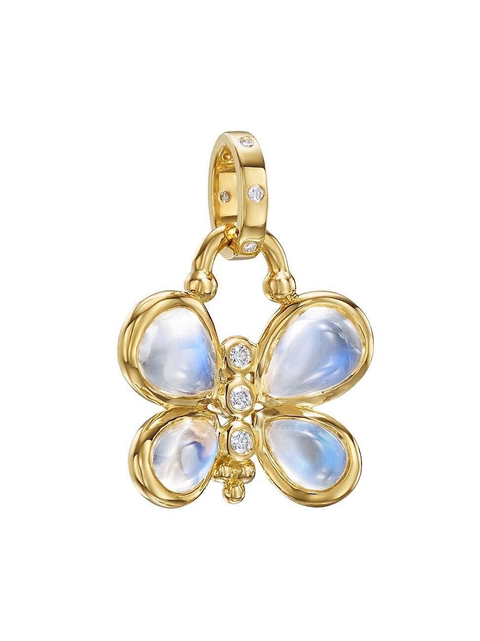 Womens FJ Luna Butterfly 18K Yellow Gold, Blue Moonstone & 0.08 TCW Diamond Pendant Product Image