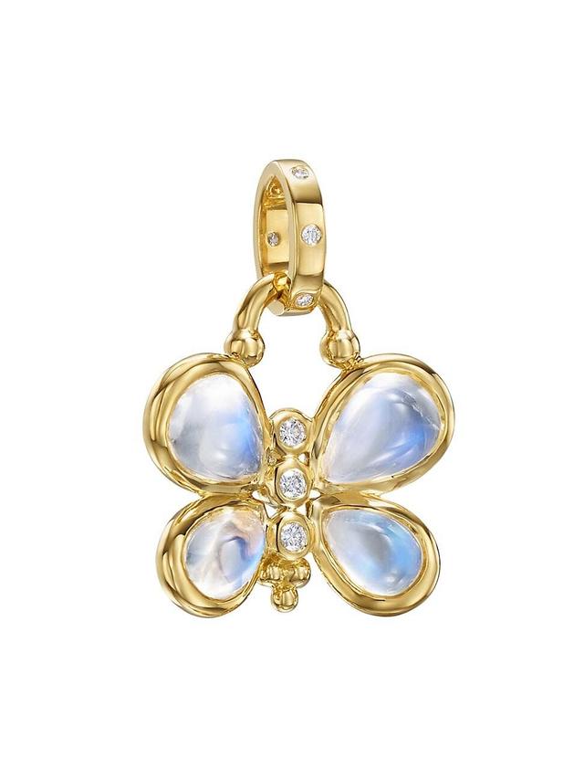 Womens FJ Luna Butterfly 18K Yellow Gold, Blue Moonstone & 0.08 TCW Diamond Pendant Product Image