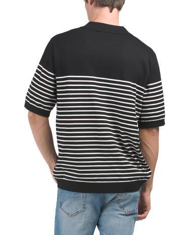 Coastal Striped Sweater Polo T-shirt for Men Product Image