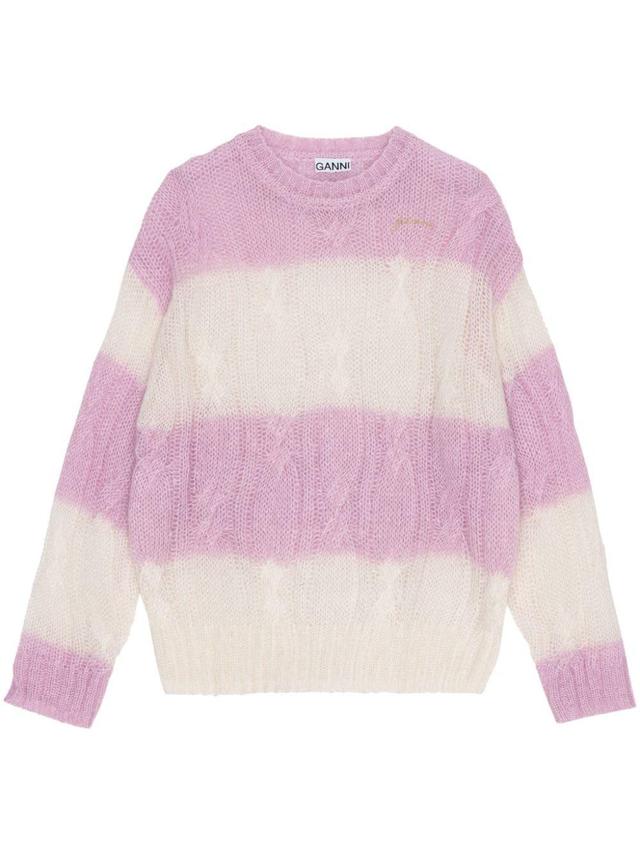 striped cable-knit jumper Product Image