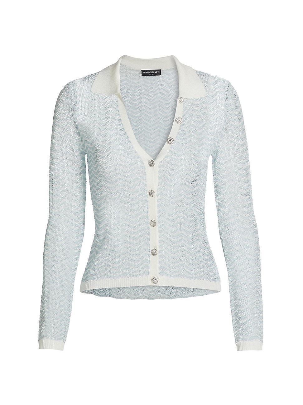 Womens Meghan Pointelle Open-Knit Cardigan Product Image