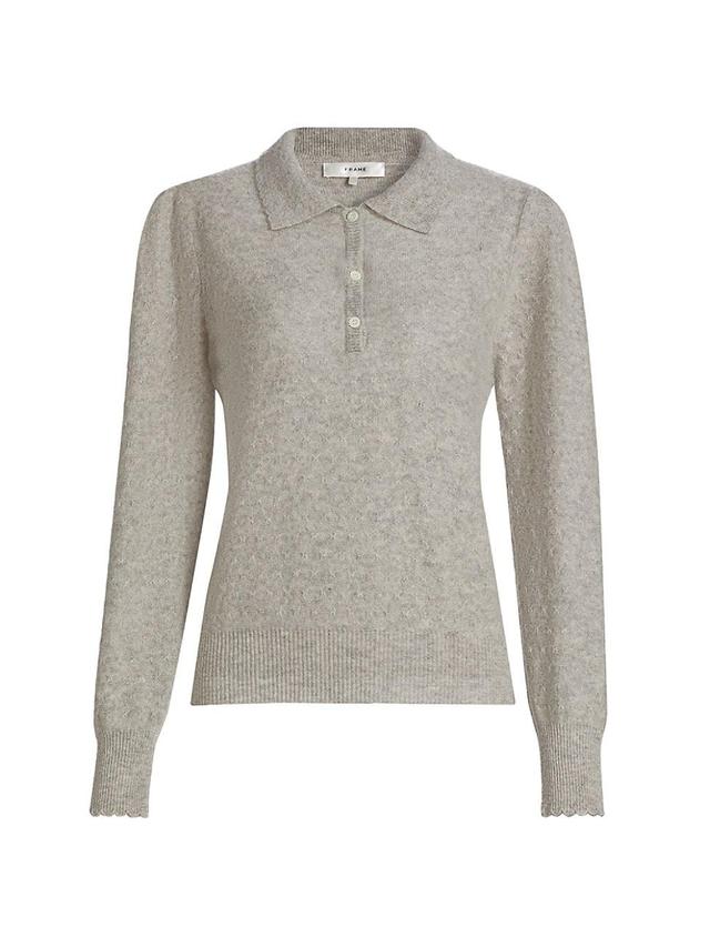 Womens Scallop Polo Sweater Product Image