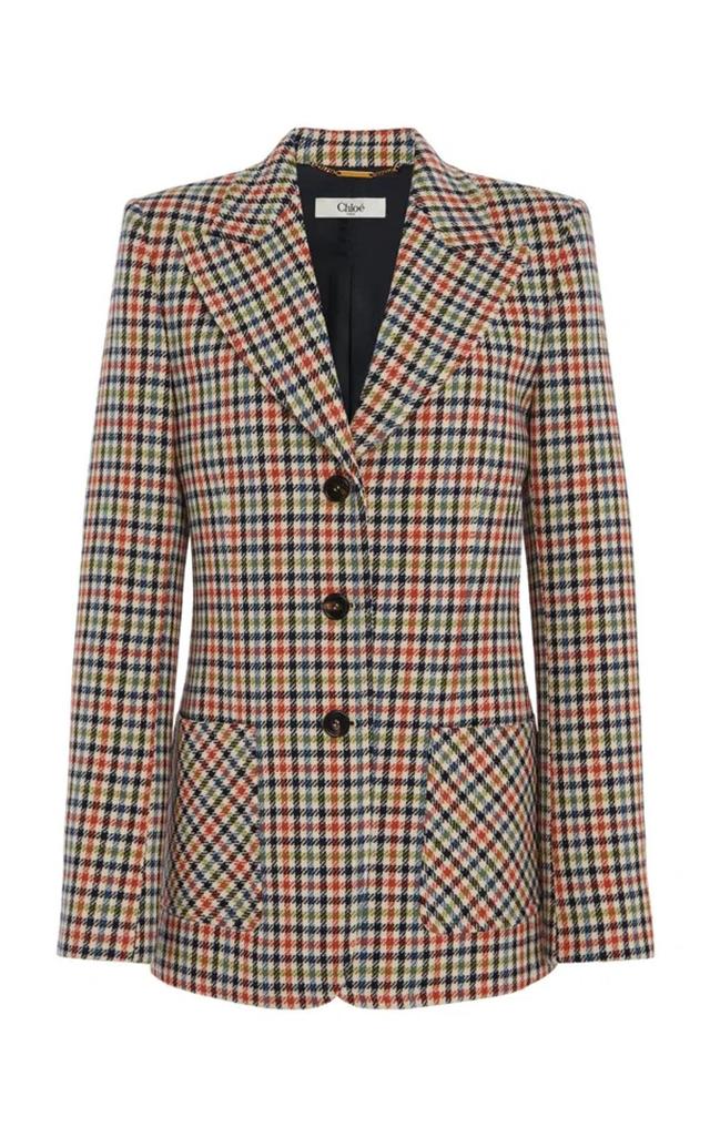 CHLOÉ Houndstooth Cotton Blazer In Multi Product Image