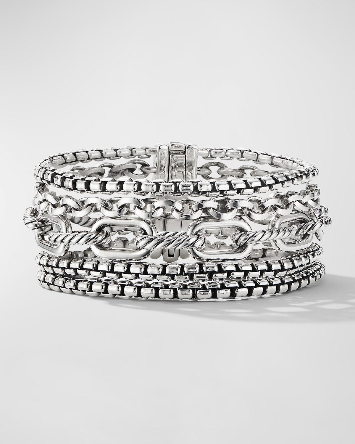 Womens Multi-Row Chain Bracelet In Sterling Silver Product Image