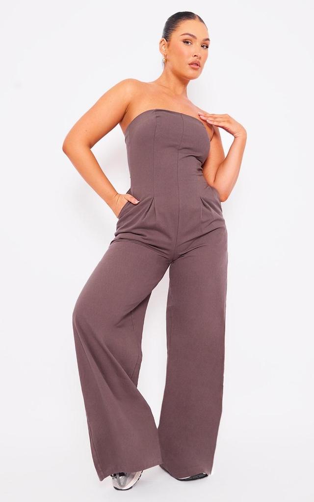 Charcoal Woven Bandeau Wide Leg Jumpsuit Product Image