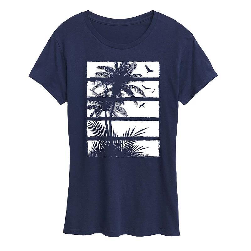 Womens Palm Tree Silhouette Panels Graphic Tee Product Image