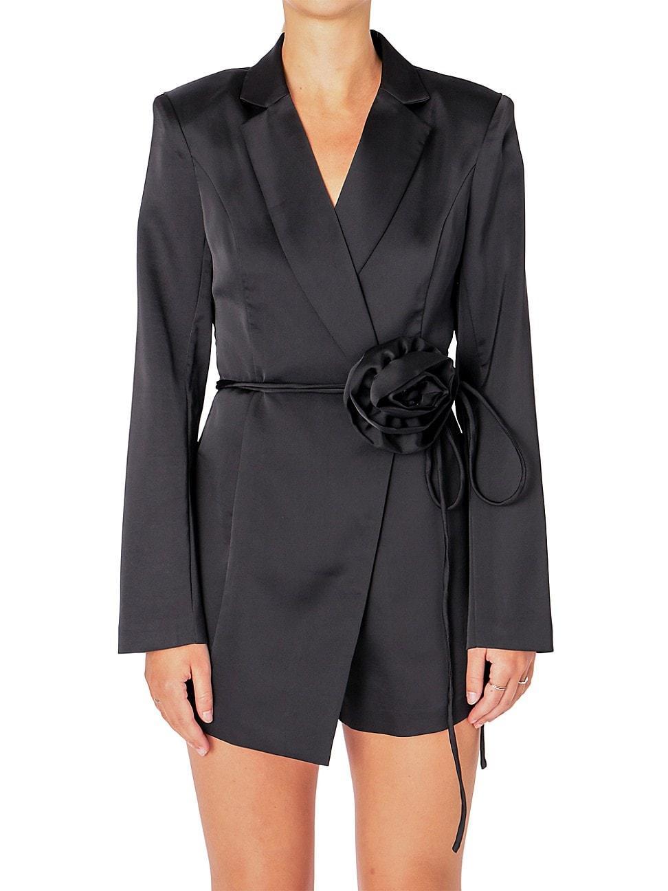 Endless Rose Corsage Tie Long Sleeve Romper Product Image