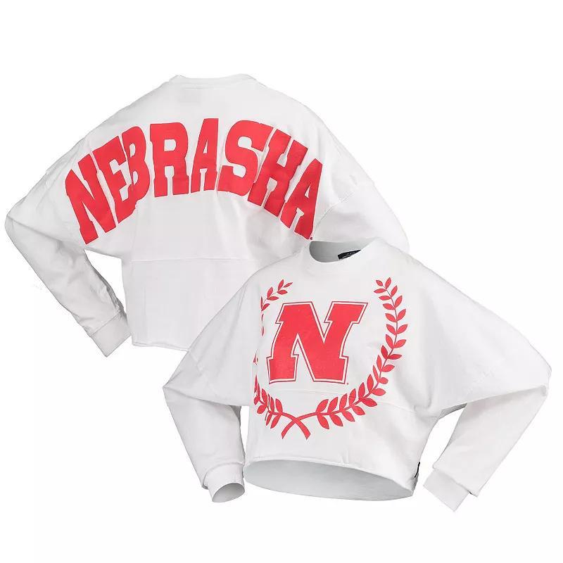 Womens Nebraska Huskers Laurels Crop Long Sleeve T-Shirt Product Image