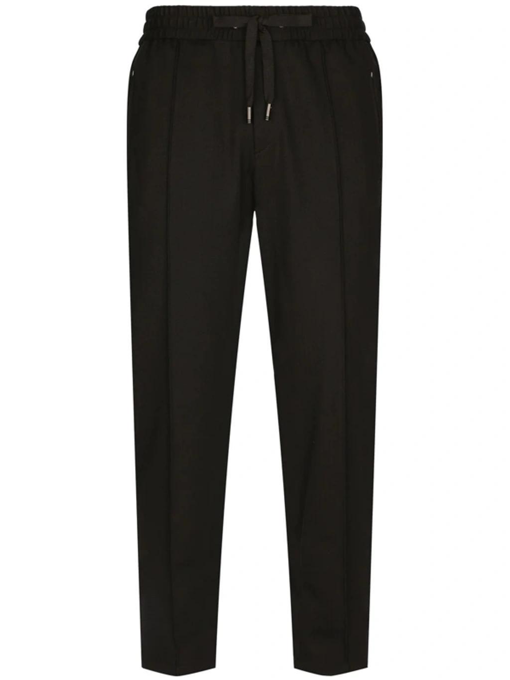 Drawstring-waist Wool-blend Trousers In Black Product Image