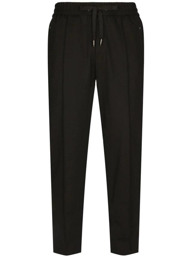 Drawstring-waist Wool-blend Trousers In Black Product Image