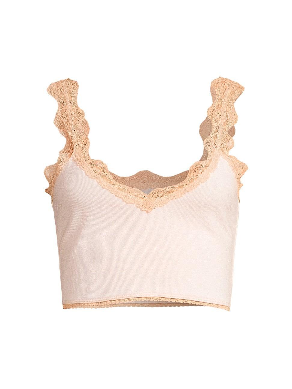 Womens Colette Pointelle Lace Cropped Tank Product Image