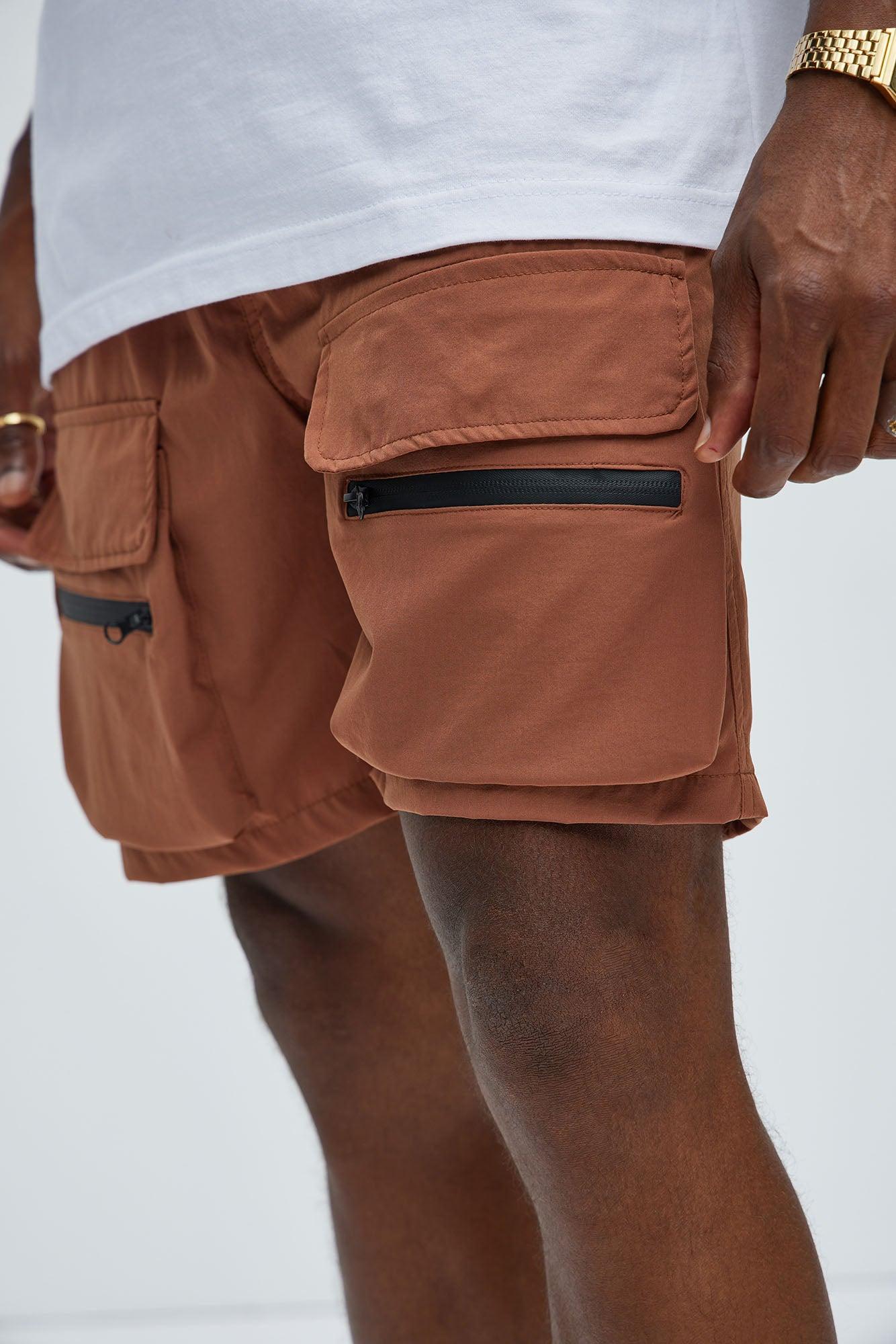 Come Up Nylon Cargo Shorts - Brown Product Image