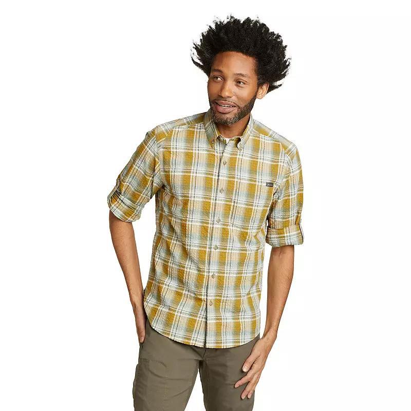 Mens Eddie Bauer UPF 40 Pack-It Seersucker Long Sleeve Button-Down Shirt Product Image