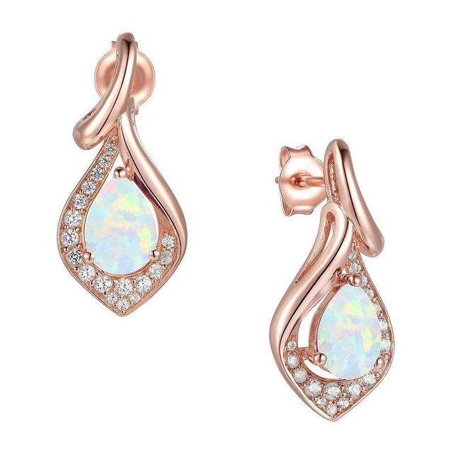 14k Rose Gold Flash-Plated Lab-Created Opal Stud Earrings, Womens, Pink Product Image