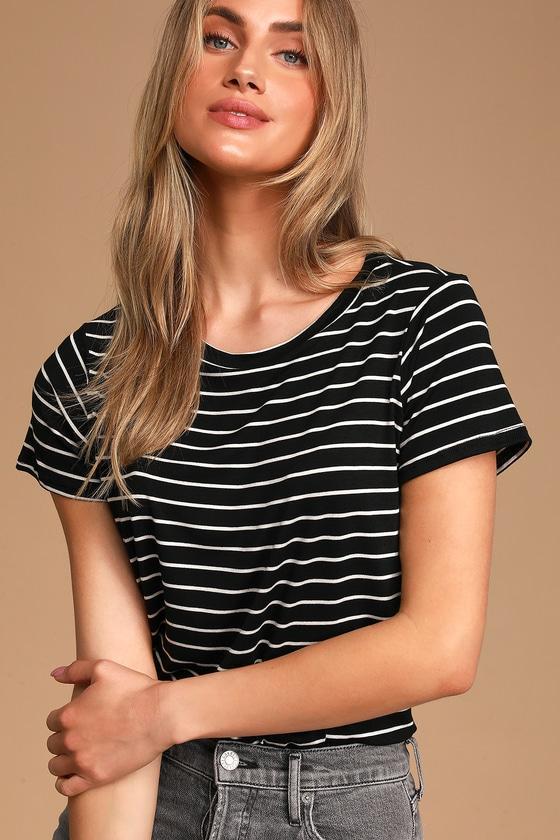 Skyra Black Striped T-Shirt Bodysuit Product Image