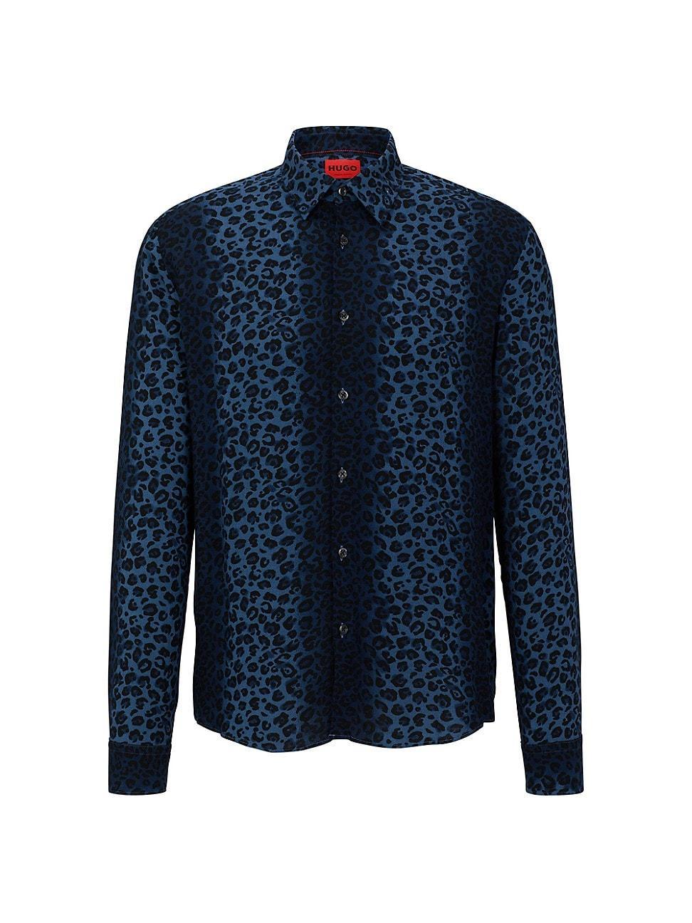 Mens Slim-Fit Shirt With Leopard Print Product Image