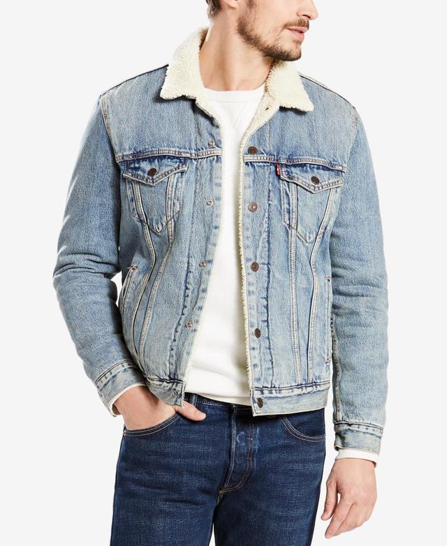 Men's Regular Fit Sherpa Canvas Trucker Jacket Product Image