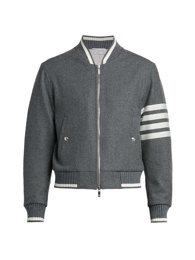 Mens 4-Bar Striped Wool Bomber Jacket Product Image