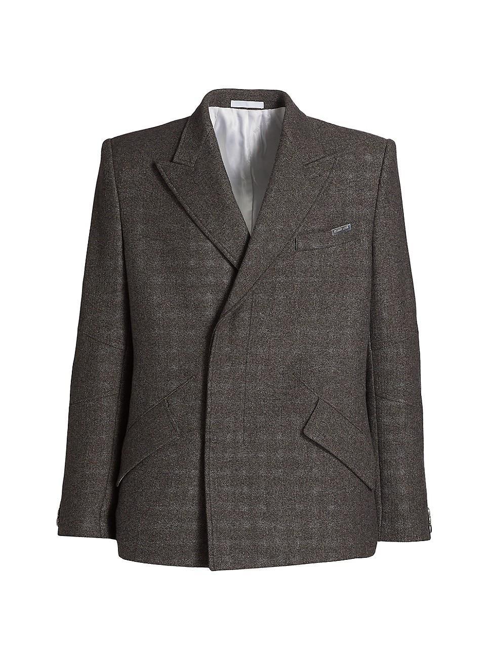 Men’s Melange Wool Asymmetric Blazer Product Image