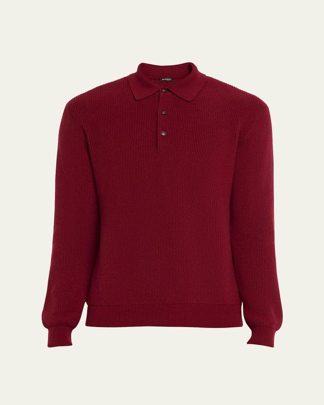 Mens Cashmere Rib Polo Sweater Product Image