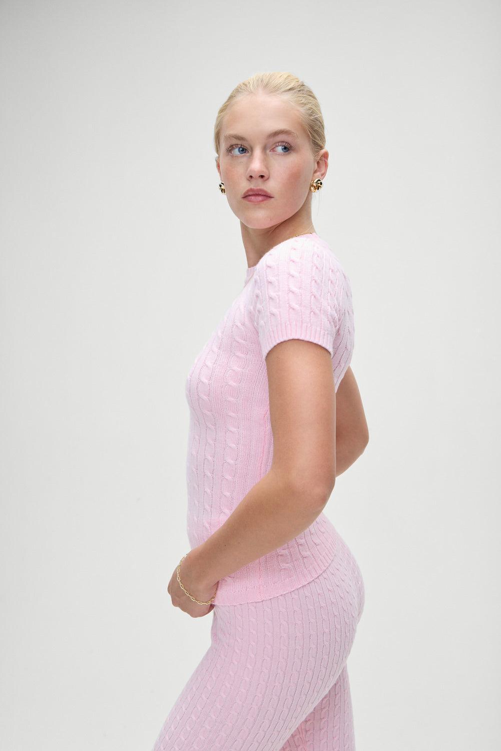 Mulholland Cable Knit Sweater - Cozy Pink Product Image