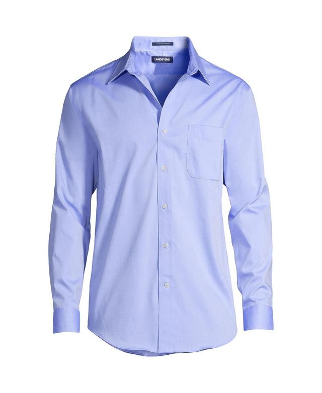 Lands End Mens Solid No Iron Supima Pinpoint Straight Collar Dress Shirt Product Image