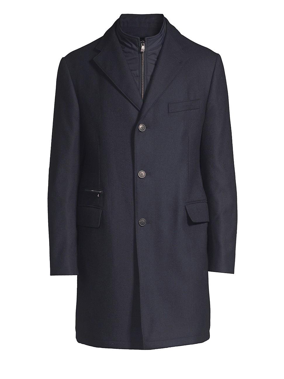 Mens ID Wool Top Coat, Navy Product Image