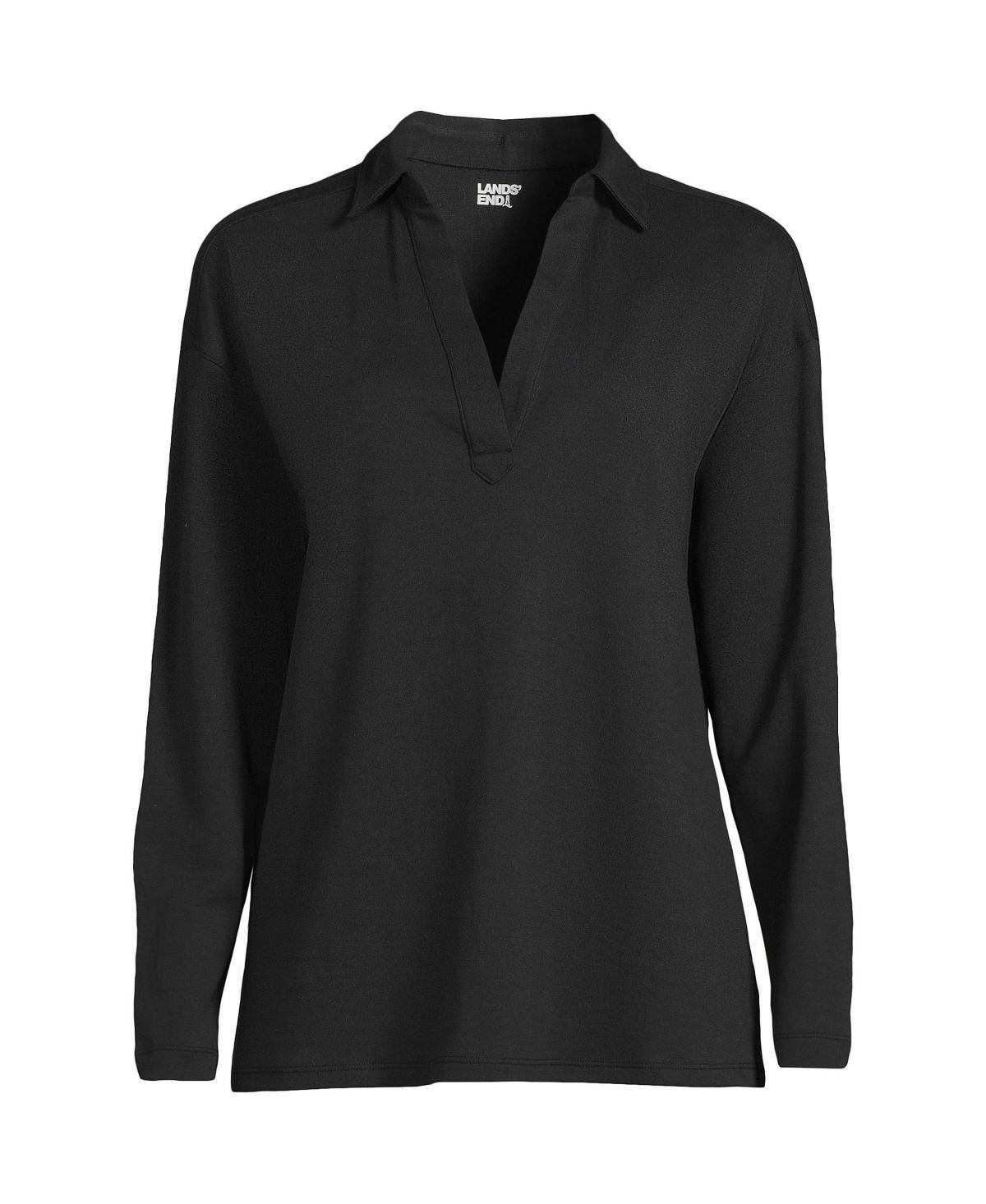 Lands End Womens Sport Knit Johnny Collar Top Product Image