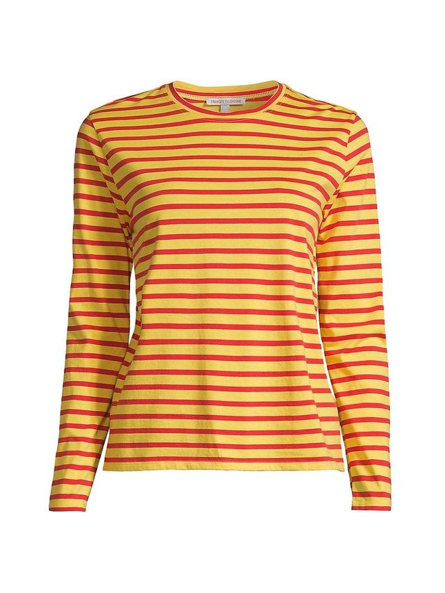 Womens Striped Cotton Long-Sleeve T-Shirt Product Image