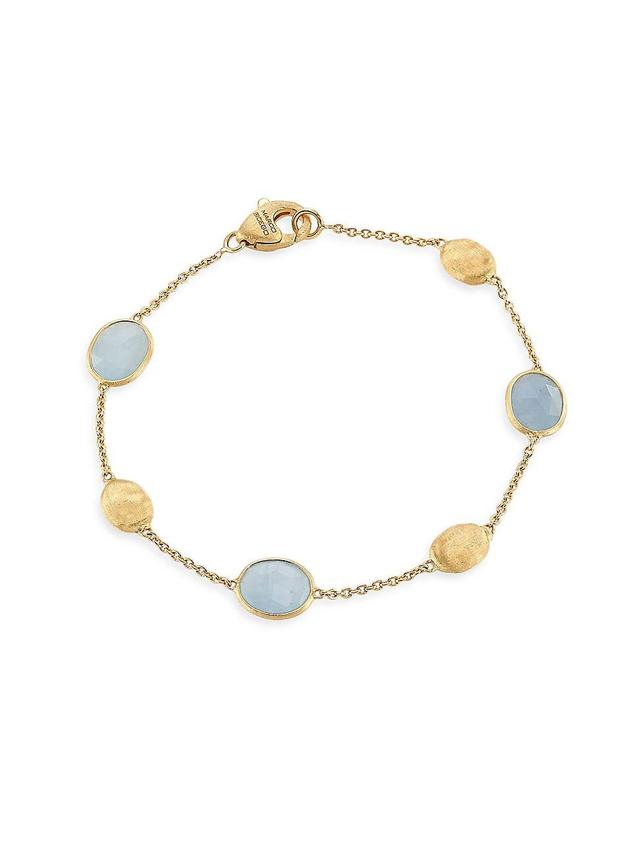 Womens Siviglia 18K Yellow Gold & Aquamarine Station Bracelet Product Image