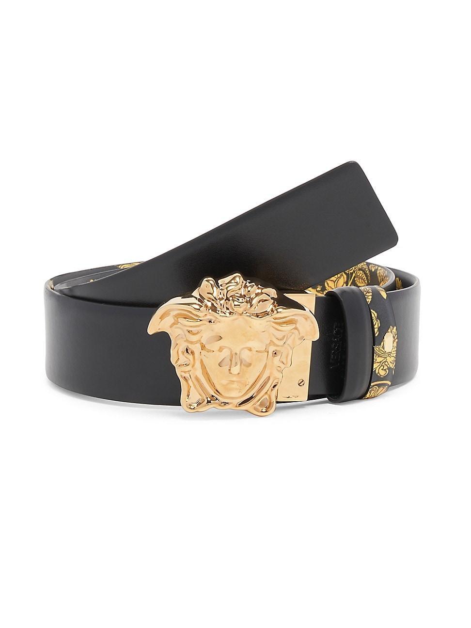 Mens Leather Medusa Buckle Belt - Black Multi - Size 42 - Black Multi - Size 42 Product Image