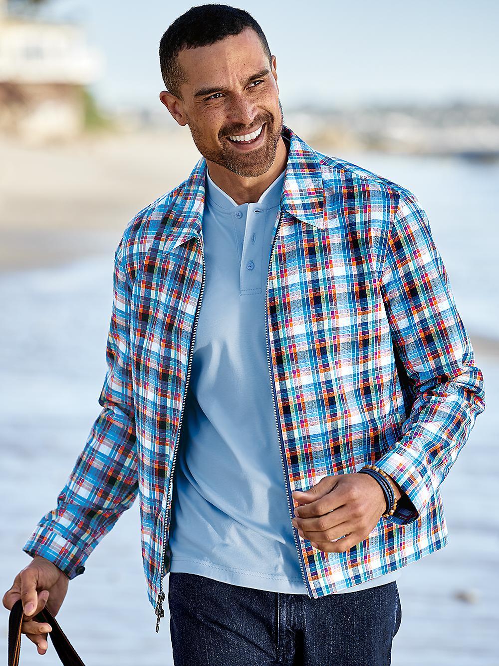 Seersucker Shirt Jacket - Multi Product Image