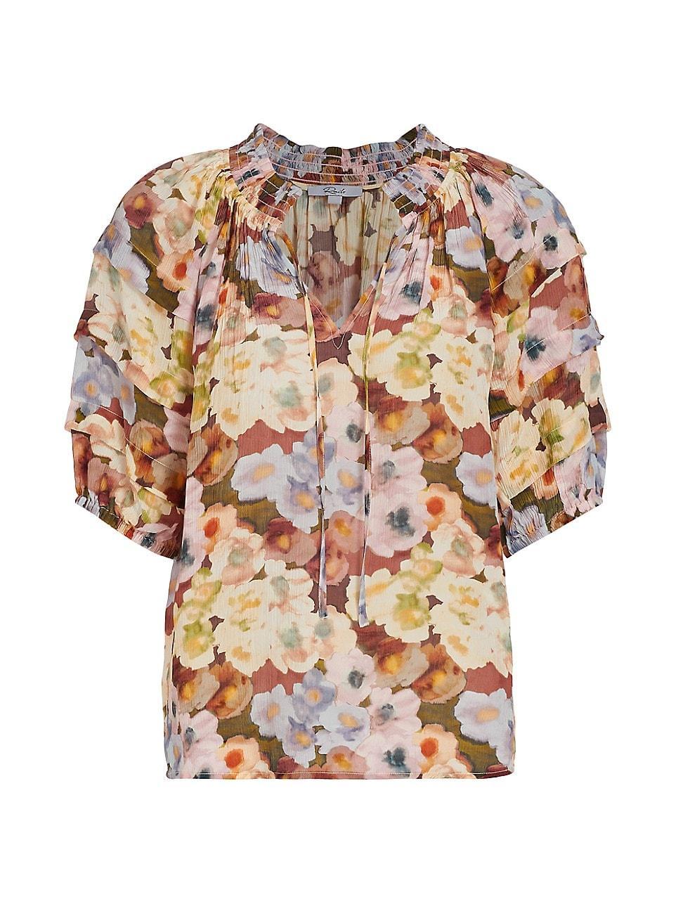 Womens Paris Floral V-Neck Blouse Product Image