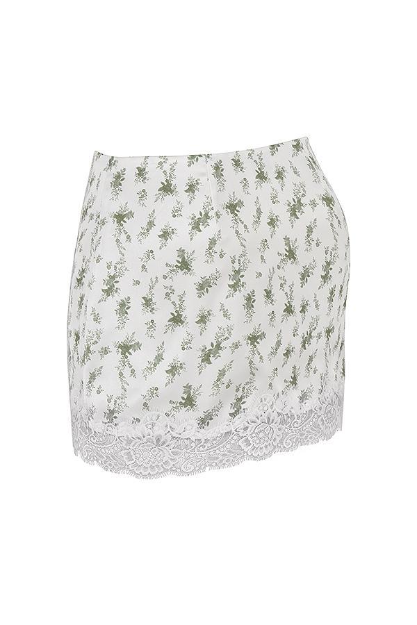 Noemie Garden Print Lace Trim Mini Skirt Product Image