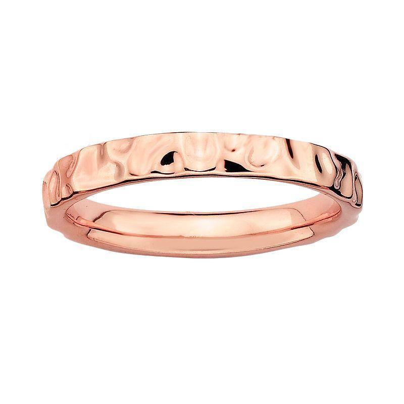 Stacks & Stones 18k Rose Gold Over Silver Hammered Stack Ring, Womens Pink Product Image