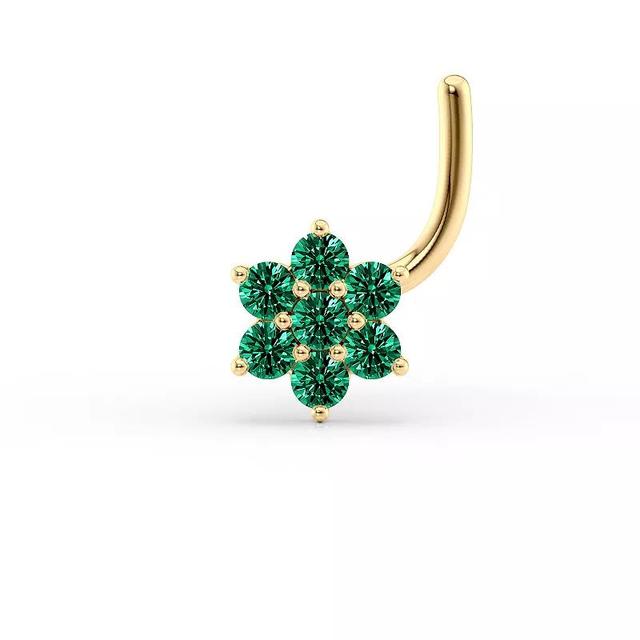 Lila Moon 14k Gold Green Cubic Zirconia Curved Nose Stud, Womens Product Image