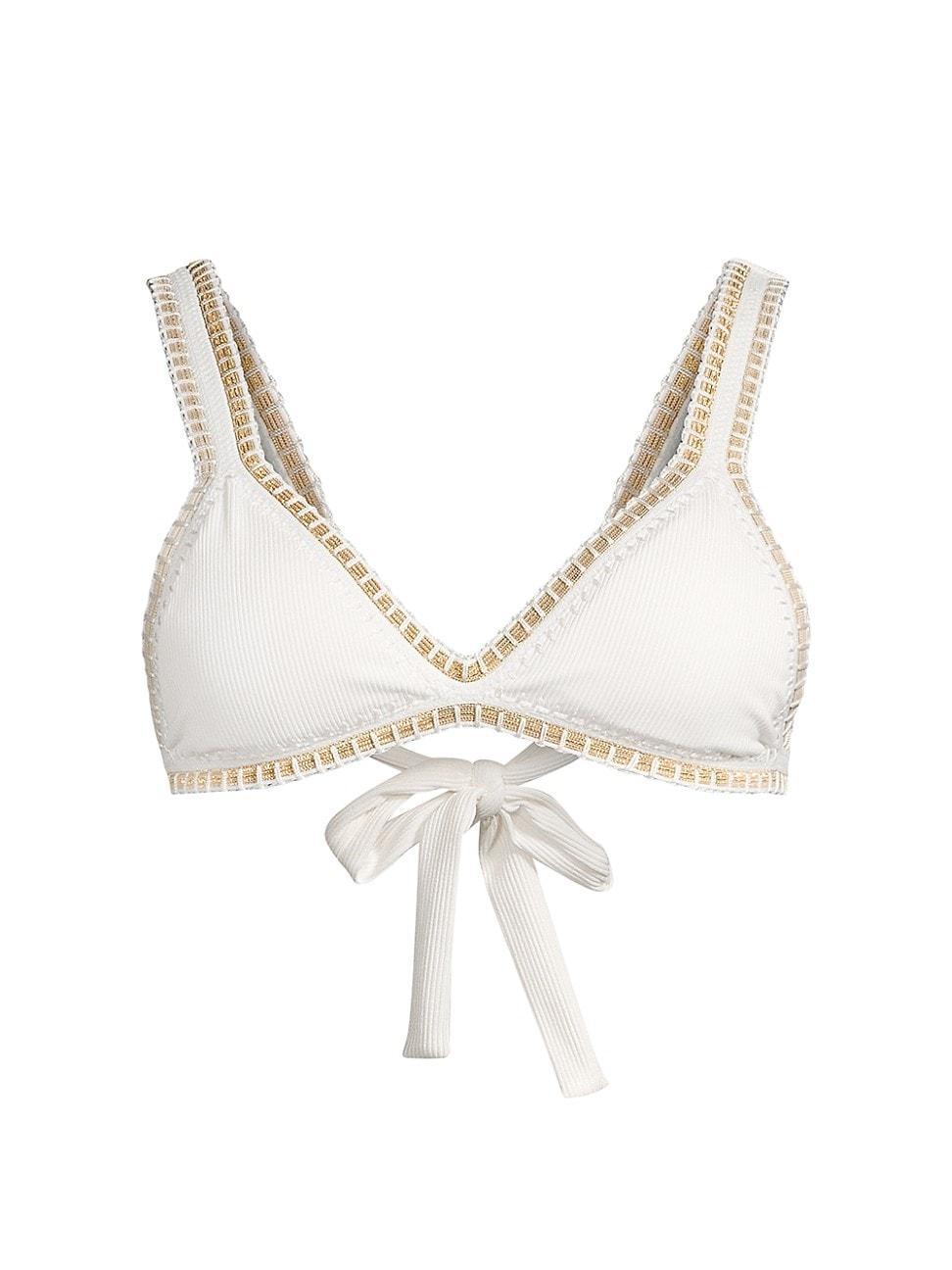 Platinum Exposed Trim Triangle Bikini Top - Size: SMALL - WHITE PEARL Product Image